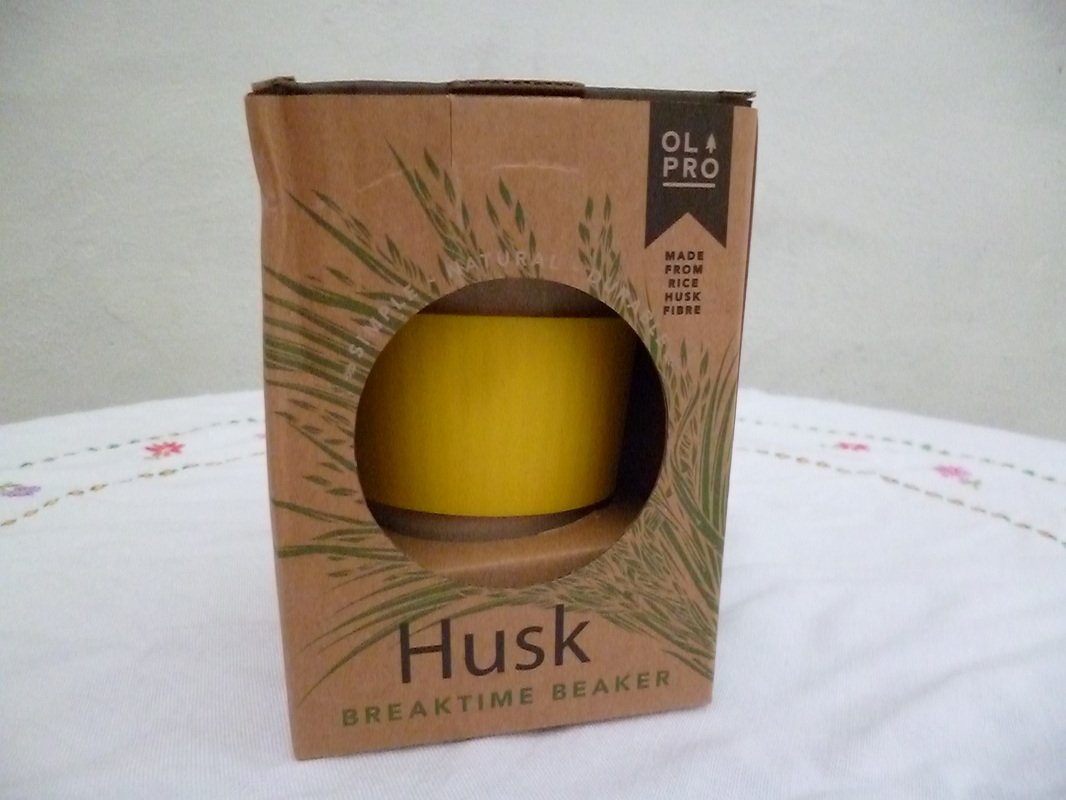 Husk Breaktime Beaker. Yellow version still in box